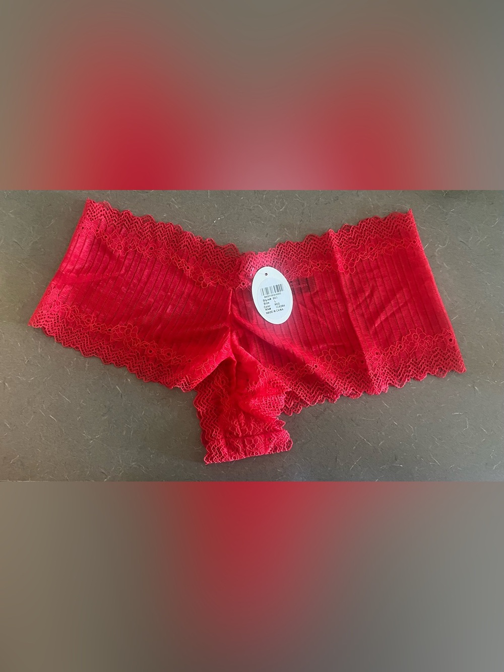 Popsi Lingerie Set of 6 Red Lace Trim Panties Size Large NWT